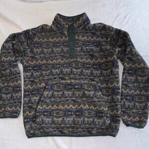Columbia Aztec Men's Geometric Fleece Pullover Sweater Mock Blue Green Beige‎ M